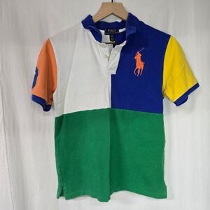 Polo Ralph Lauren Boys Colorblock Polo Shirt Big Pony Logo Preppy Size L